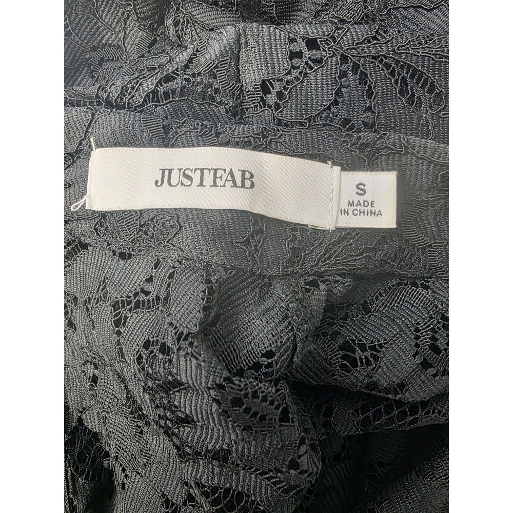 Justfab Black Lace Long Sleeve Top Blouse Women's Size S Elegant Back Full Zip - Picture 3 of 6
